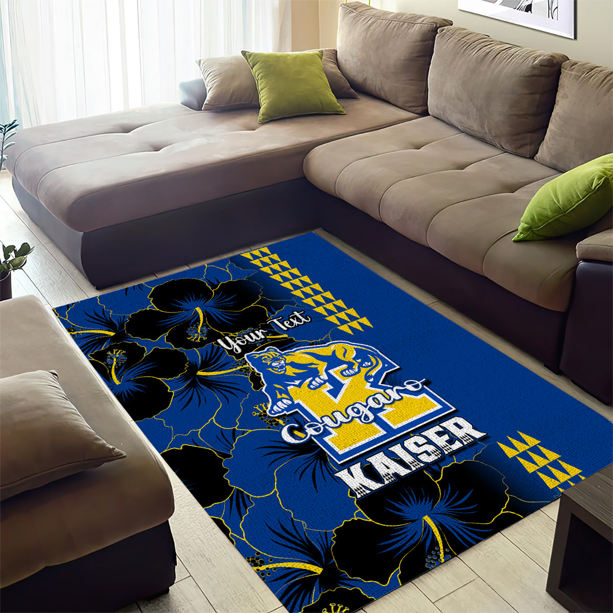 Personalised Hawaii Kaiser High School Area Rug Kakau Mix Hibiscus Happy 52nd Anniversary - Wonder Print Shop