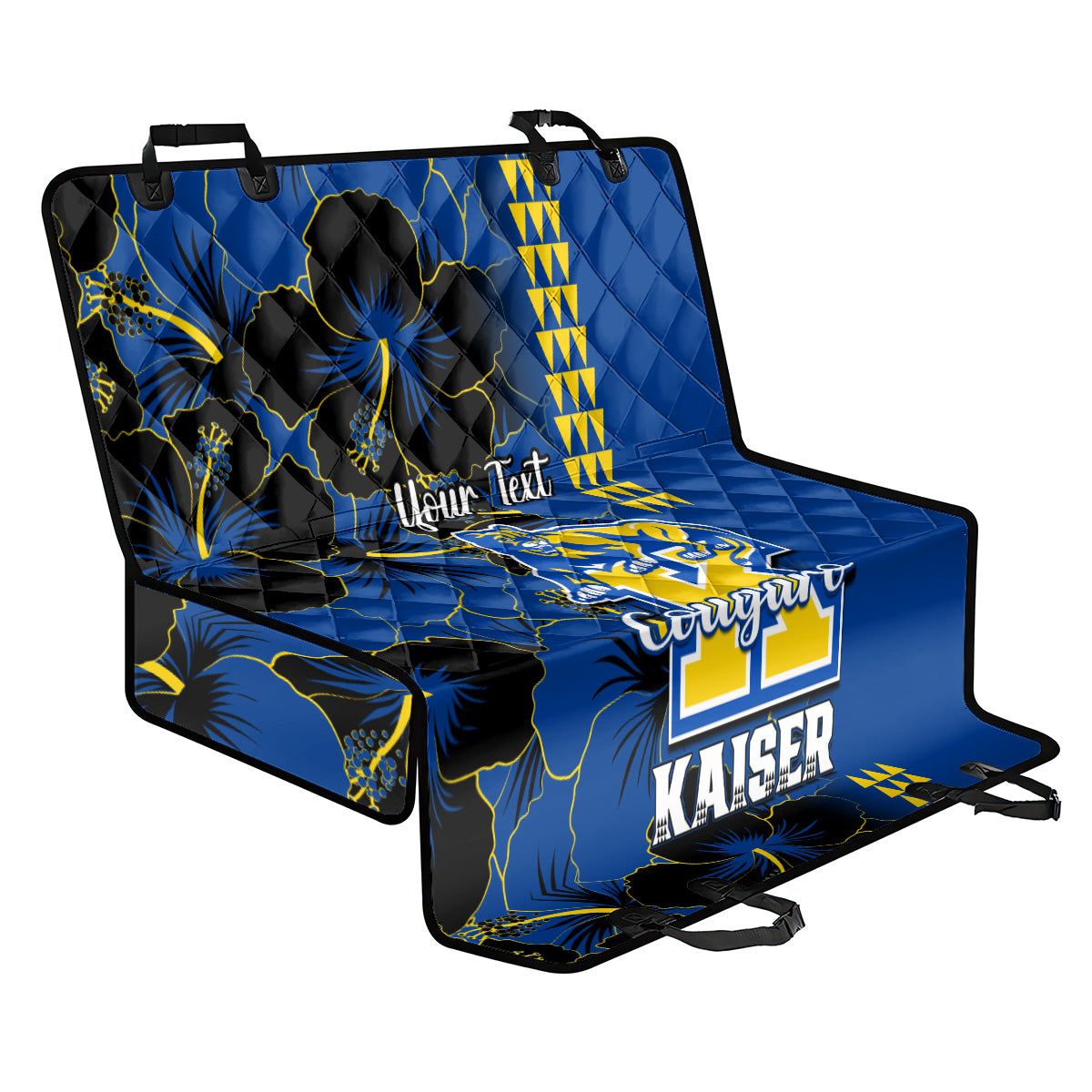 Personalised Hawaii Kaiser High School Back Car Seat Cover Kakau Mix Hibiscus Happy 52nd Anniversary - Wonder Print Shop