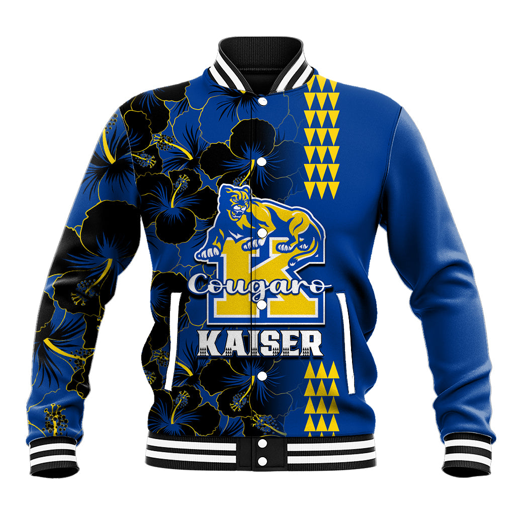 Personalised Hawaii Kaiser High School Baseball Jacket Kakau Mix Hibiscus Happy 52nd Anniversary - Wonder Print Shop
