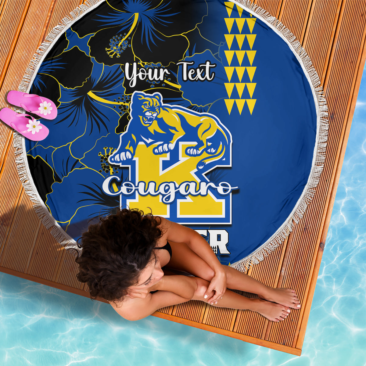 Personalised Hawaii Kaiser High School Beach Blanket Kakau Mix Hibiscus Happy 52nd Anniversary - Wonder Print Shop