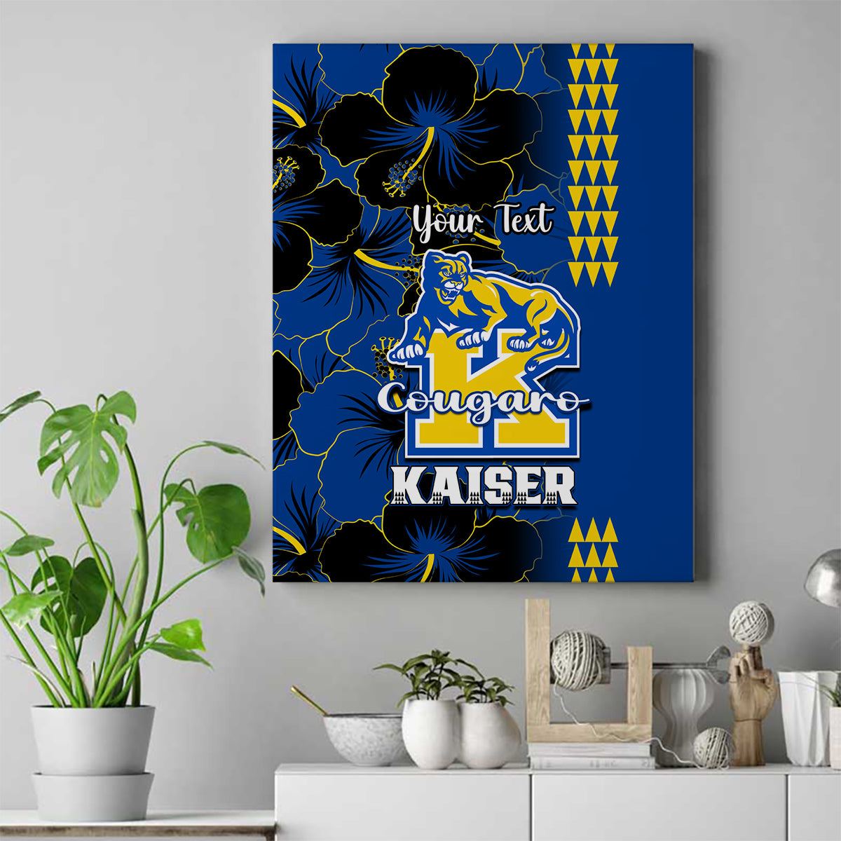 Personalised Hawaii Kaiser High School Canvas Wall Art Kakau Mix Hibiscus Happy 52nd Anniversary - Wonder Print Shop