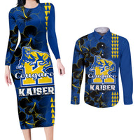 Personalised Hawaii Kaiser High School Couples Matching Long Sleeve Bodycon Dress and Long Sleeve Button Shirts Kakau Mix Hibiscus Happy 52nd Anniversary - Wonder Print Shop
