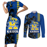 Personalised Hawaii Kaiser High School Couples Matching Short Sleeve Bodycon Dress and Long Sleeve Button Shirts Kakau Mix Hibiscus Happy 52nd Anniversary - Wonder Print Shop