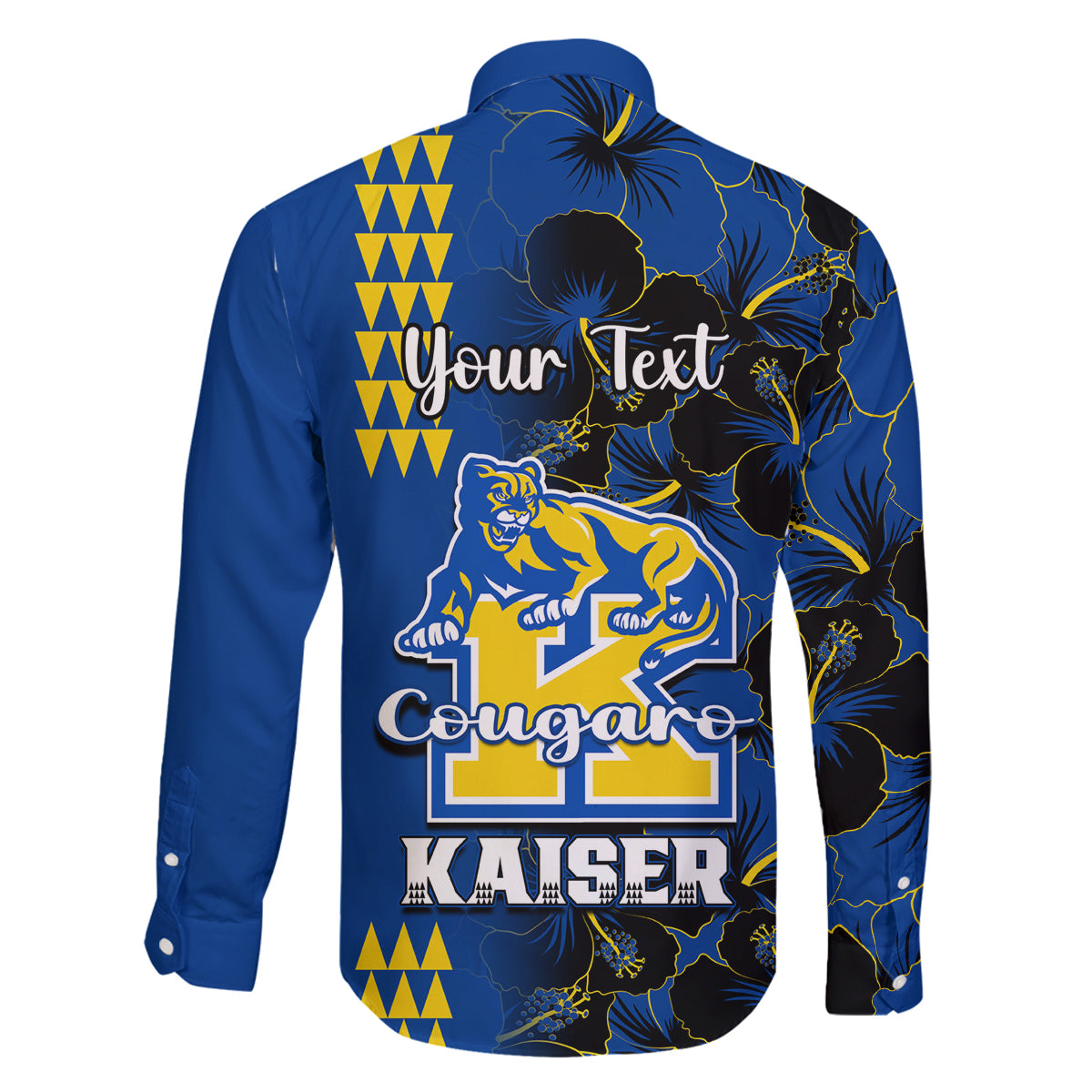 Personalised Hawaii Kaiser High School Family Matching Long Sleeve Bodycon Dress and Hawaiian Shirt Kakau Mix Hibiscus Happy 52nd Anniversary - Wonder Print Shop