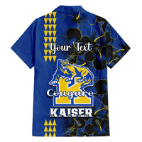 Personalised Hawaii Kaiser High School Family Matching Off Shoulder Long Sleeve Dress and Hawaiian Shirt Kakau Mix Hibiscus Happy 52nd Anniversary - Wonder Print Shop
