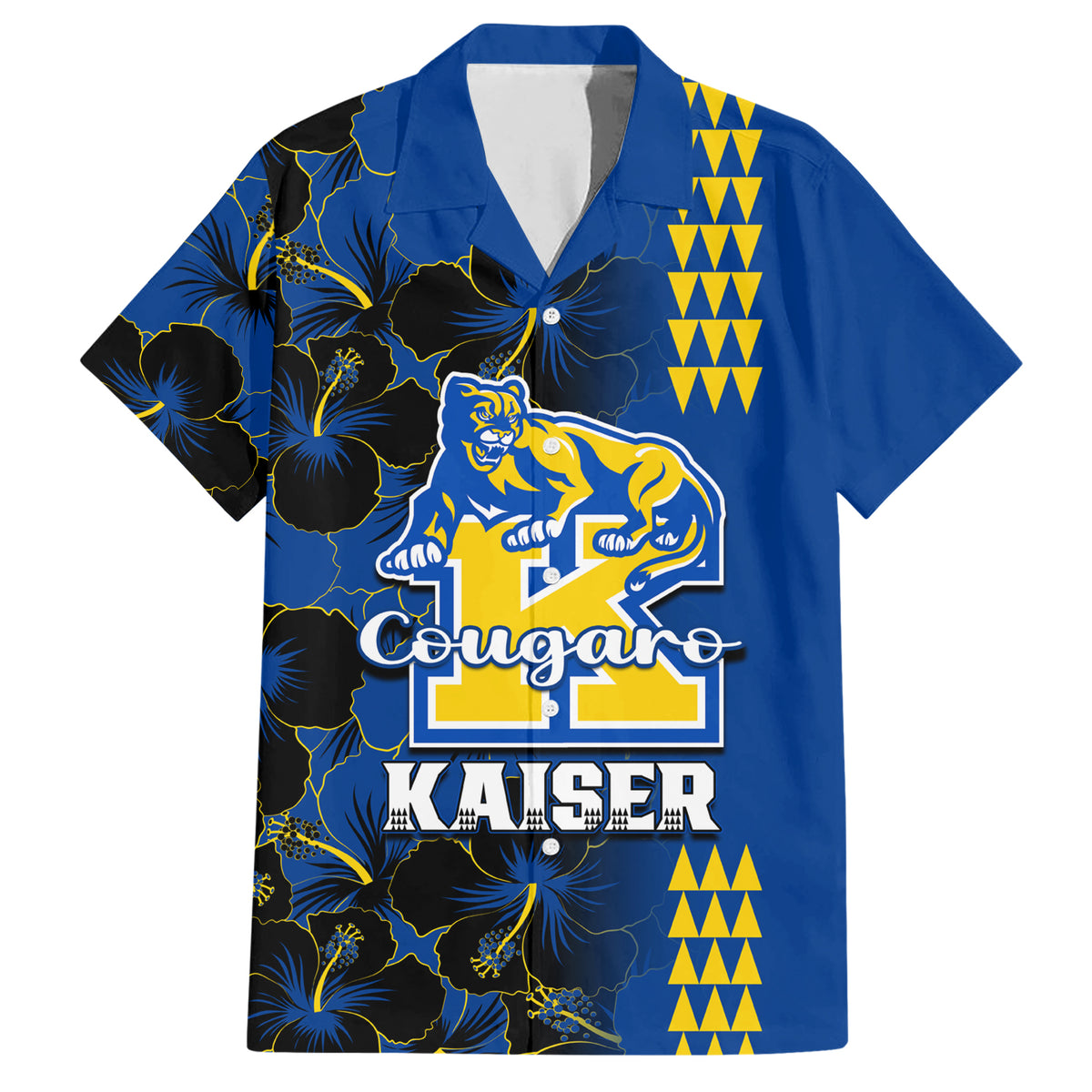 Personalised Hawaii Kaiser High School Family Matching Short Sleeve Bodycon Dress and Hawaiian Shirt Kakau Mix Hibiscus Happy 52nd Anniversary - Wonder Print Shop