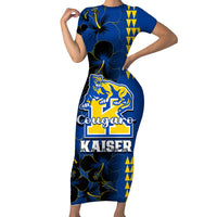 Personalised Hawaii Kaiser High School Family Matching Short Sleeve Bodycon Dress and Hawaiian Shirt Kakau Mix Hibiscus Happy 52nd Anniversary - Wonder Print Shop