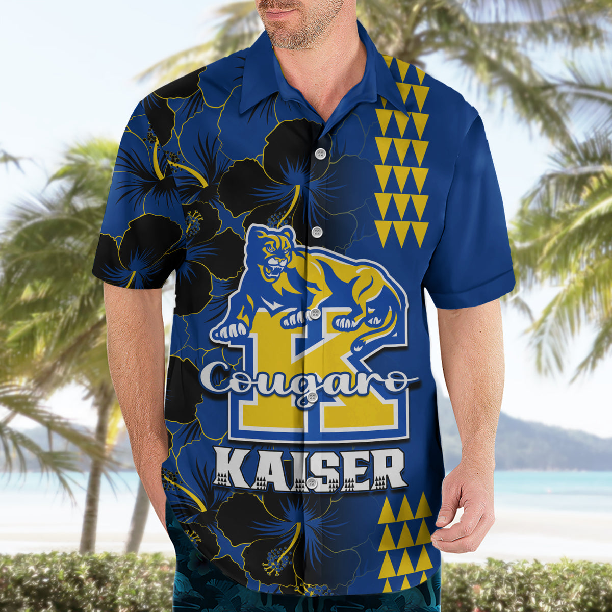 Personalised Hawaii Kaiser High School Hawaiian Shirt Kakau Mix Hibiscus Happy 52nd Anniversary - Wonder Print Shop