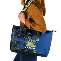 Personalised Hawaii Kaiser High School Leather Tote Bag Kakau Mix Hibiscus Happy 52nd Anniversary - Wonder Print Shop