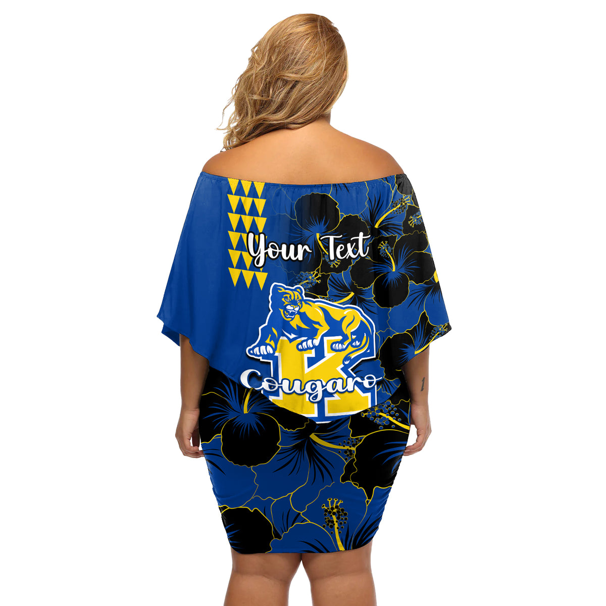 Personalised Hawaii Kaiser High School Off Shoulder Short Dress Kakau Mix Hibiscus Happy 52nd Anniversary - Wonder Print Shop
