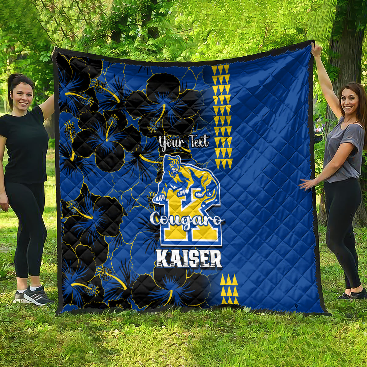 Personalised Hawaii Kaiser High School Quilt Kakau Mix Hibiscus Happy 52nd Anniversary - Wonder Print Shop