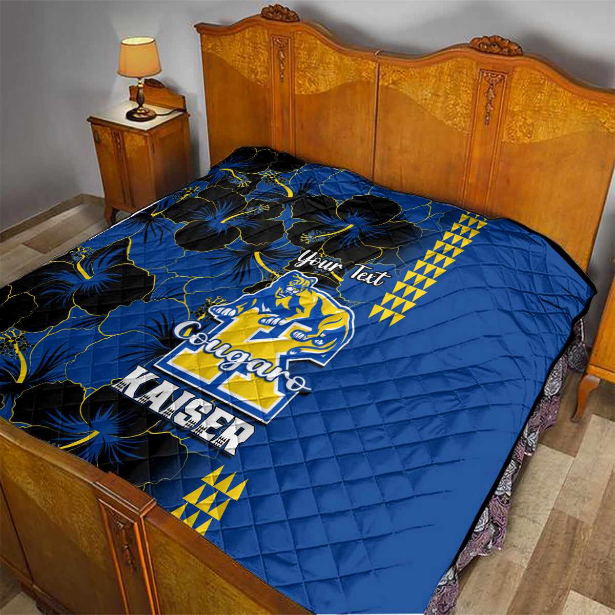 Personalised Hawaii Kaiser High School Quilt Kakau Mix Hibiscus Happy 52nd Anniversary - Wonder Print Shop