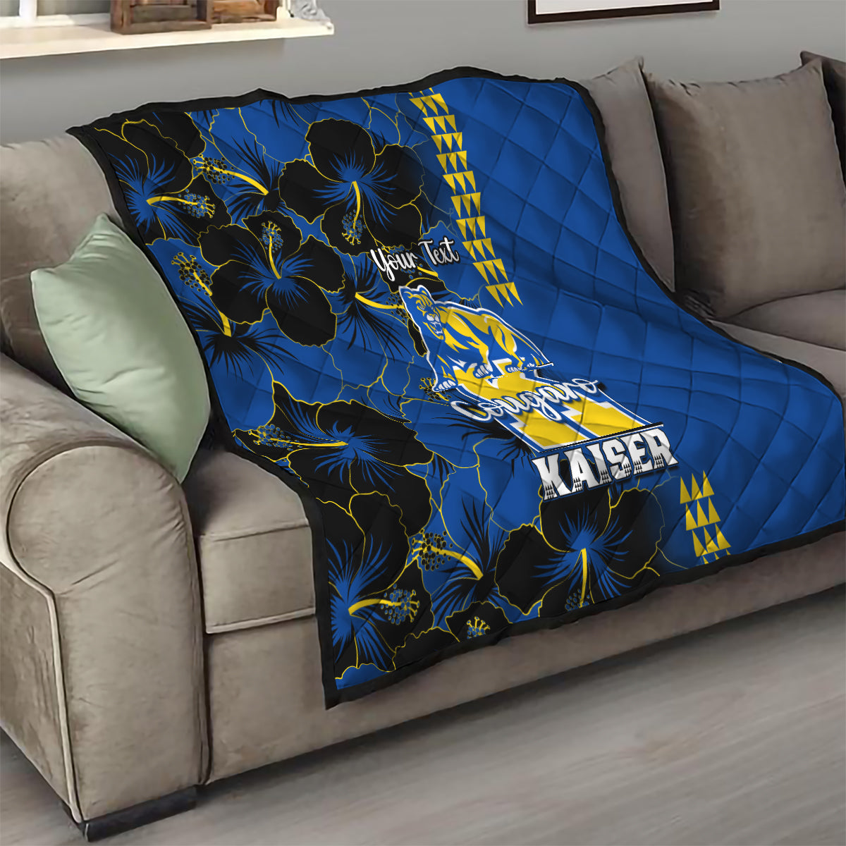 Personalised Hawaii Kaiser High School Quilt Kakau Mix Hibiscus Happy 52nd Anniversary - Wonder Print Shop