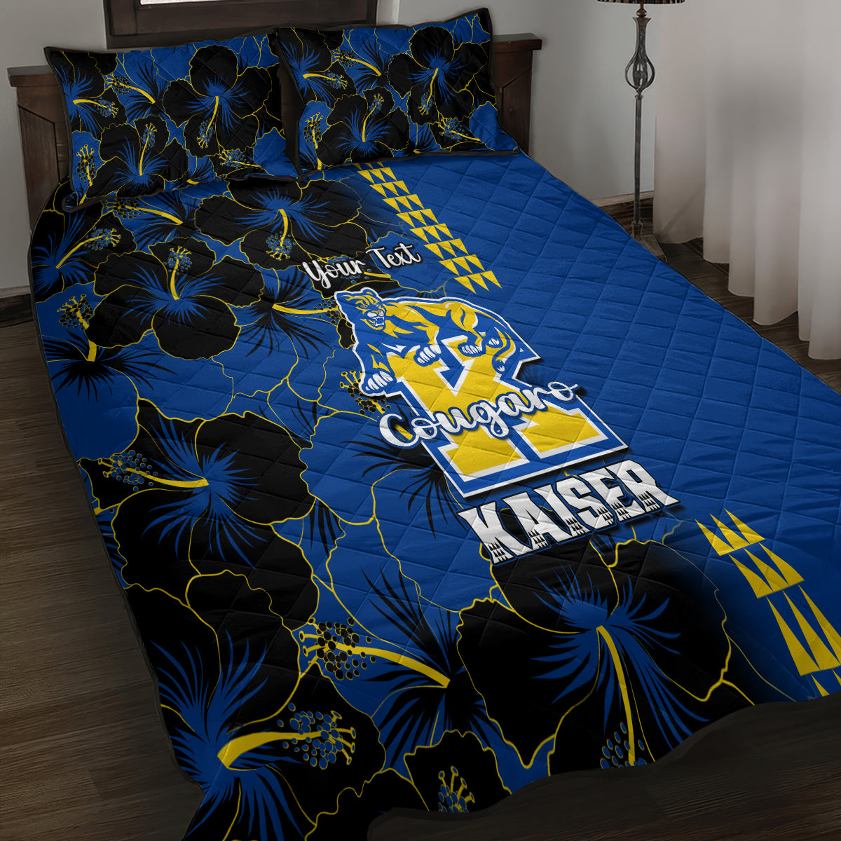 Personalised Hawaii Kaiser High School Quilt Bed Set Kakau Mix Hibiscus Happy 52nd Anniversary - Wonder Print Shop