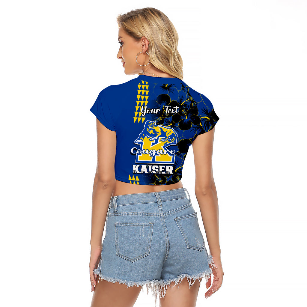 Personalised Hawaii Kaiser High School Raglan Cropped T Shirt Kakau Mix Hibiscus Happy 52nd Anniversary - Wonder Print Shop