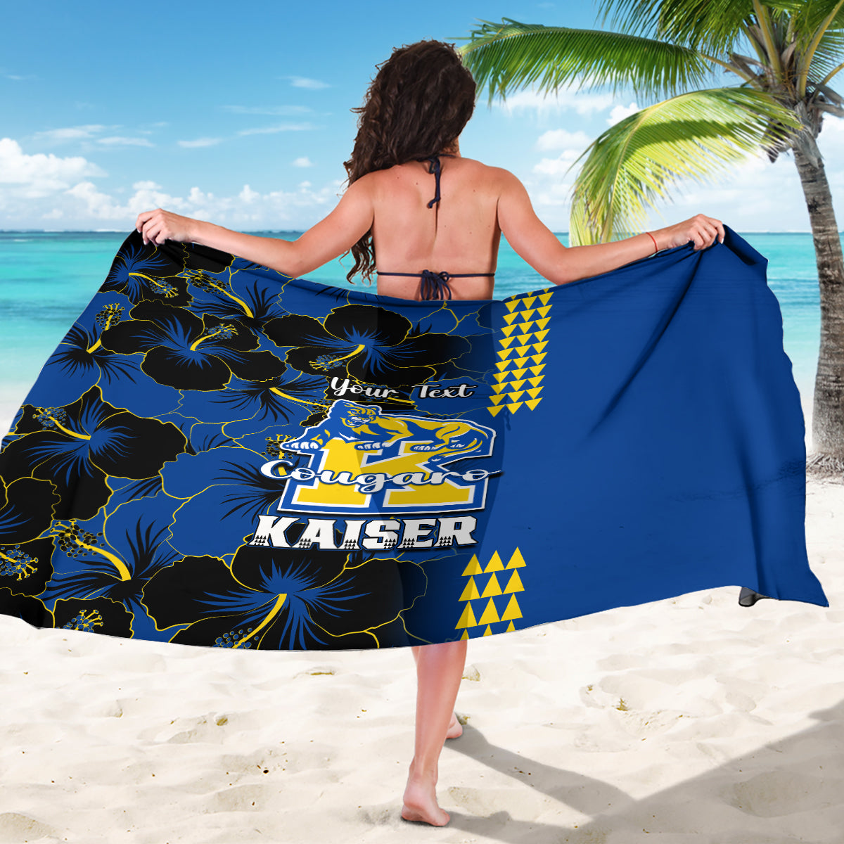 Personalised Hawaii Kaiser High School Sarong Kakau Mix Hibiscus Happy 52nd Anniversary - Wonder Print Shop
