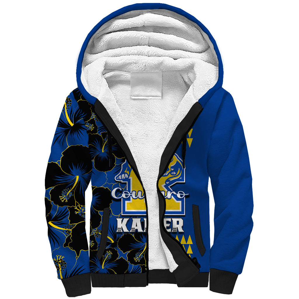 Personalised Hawaii Kaiser High School Sherpa Hoodie Kakau Mix Hibiscus Happy 52nd Anniversary - Wonder Print Shop