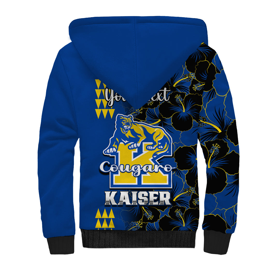 Personalised Hawaii Kaiser High School Sherpa Hoodie Kakau Mix Hibiscus Happy 52nd Anniversary - Wonder Print Shop