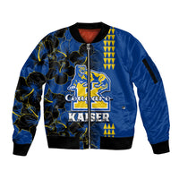 Personalised Hawaii Kaiser High School Sleeve Zip Bomber Jacket Kakau Mix Hibiscus Happy 52nd Anniversary - Wonder Print Shop