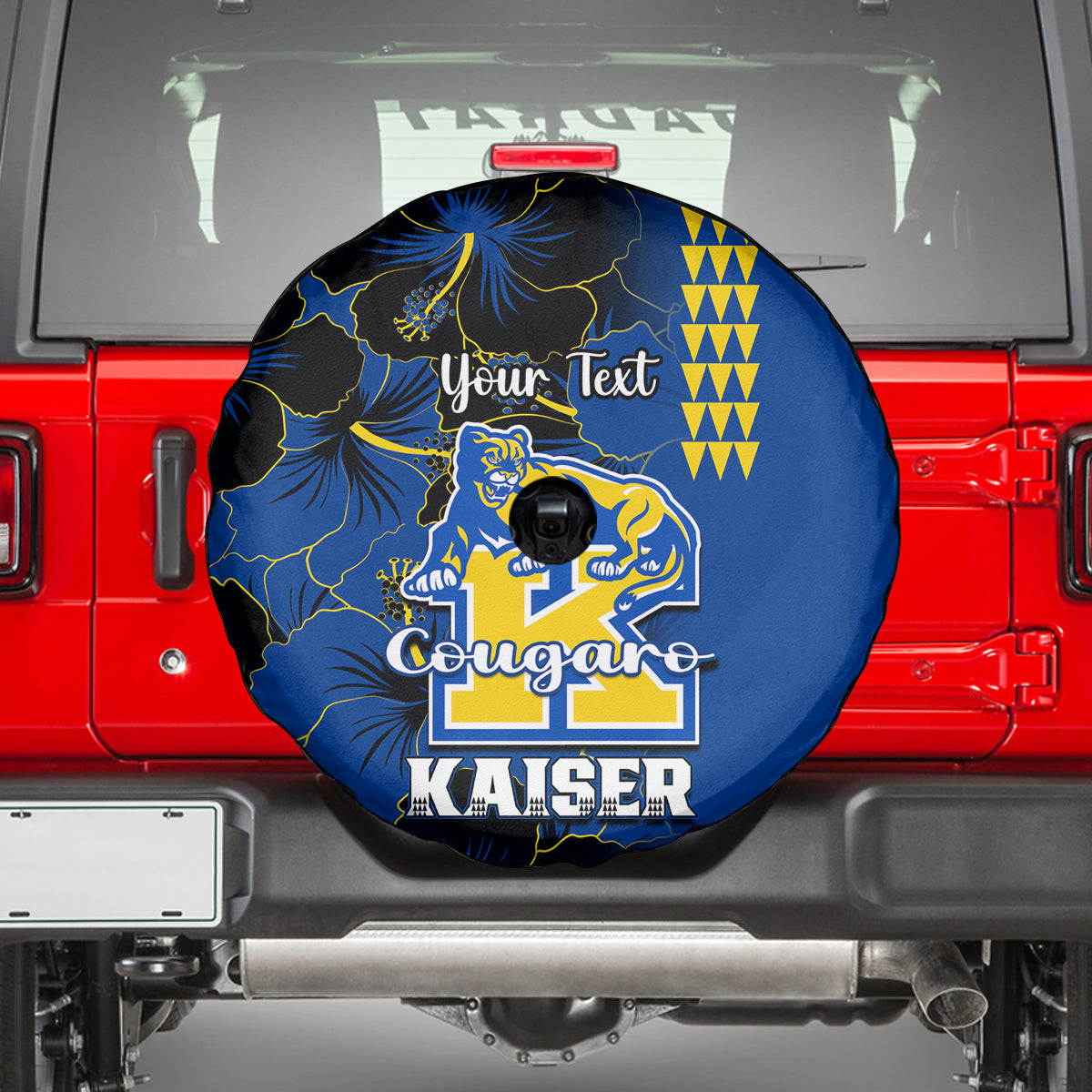 Personalised Hawaii Kaiser High School Spare Tire Cover Kakau Mix Hibiscus Happy 52nd Anniversary - Wonder Print Shop