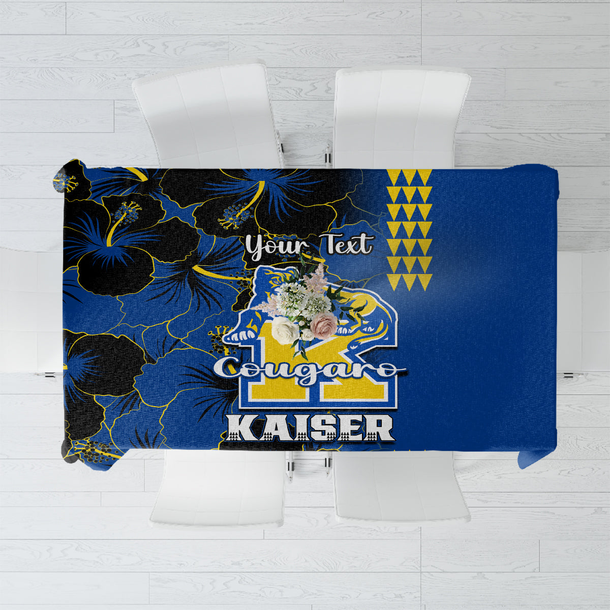 Personalised Hawaii Kaiser High School Tablecloth Kakau Mix Hibiscus Happy 52nd Anniversary - Wonder Print Shop