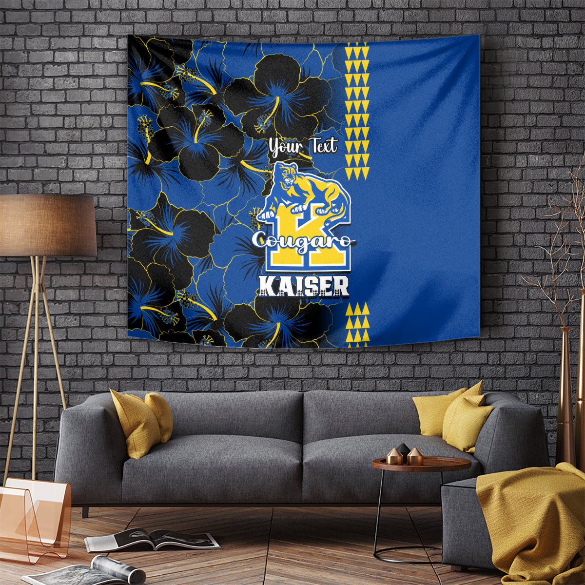 Personalised Hawaii Kaiser High School Tapestry Kakau Mix Hibiscus Happy 52nd Anniversary - Wonder Print Shop