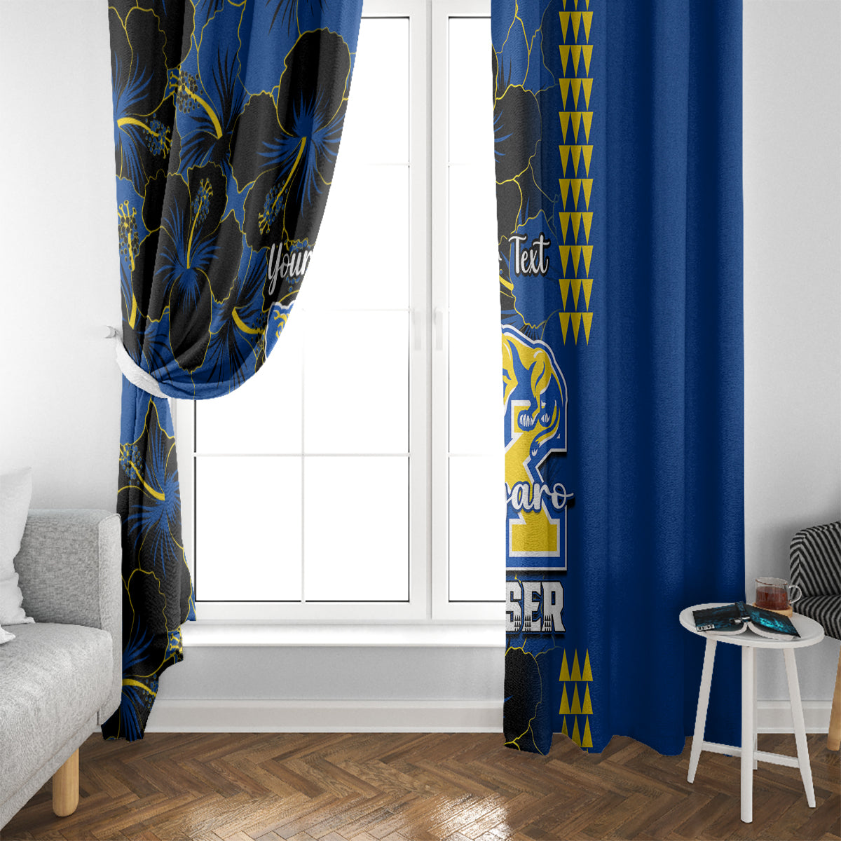 Personalised Hawaii Kaiser High School Window Curtain Kakau Mix Hibiscus Happy 52nd Anniversary - Wonder Print Shop