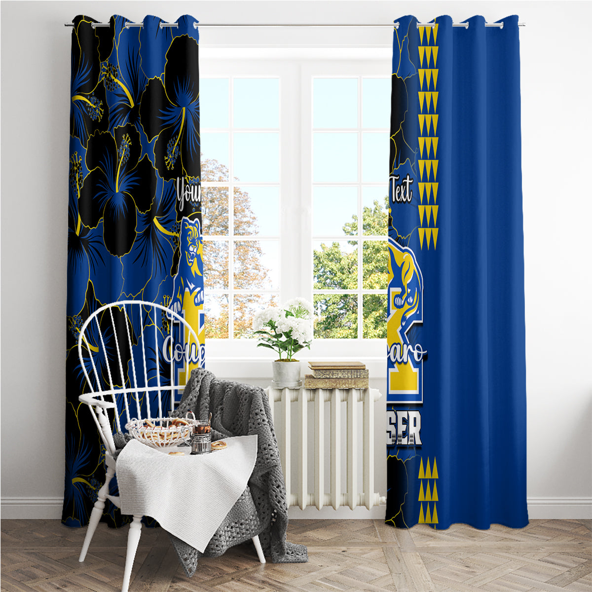 Personalised Hawaii Kaiser High School Window Curtain Kakau Mix Hibiscus Happy 52nd Anniversary - Wonder Print Shop