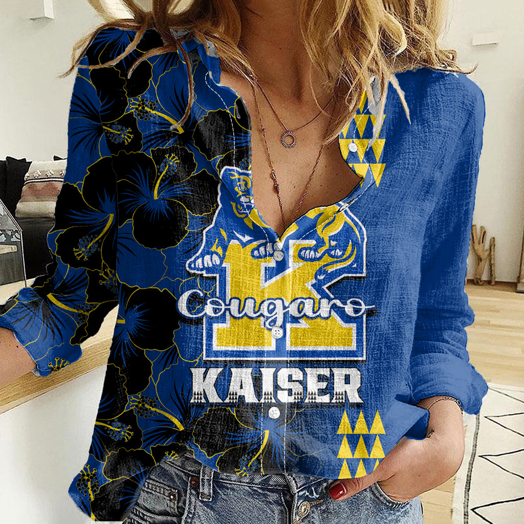 Personalised Hawaii Kaiser High School Women Casual Shirt Kakau Mix Hibiscus Happy 52nd Anniversary - Wonder Print Shop