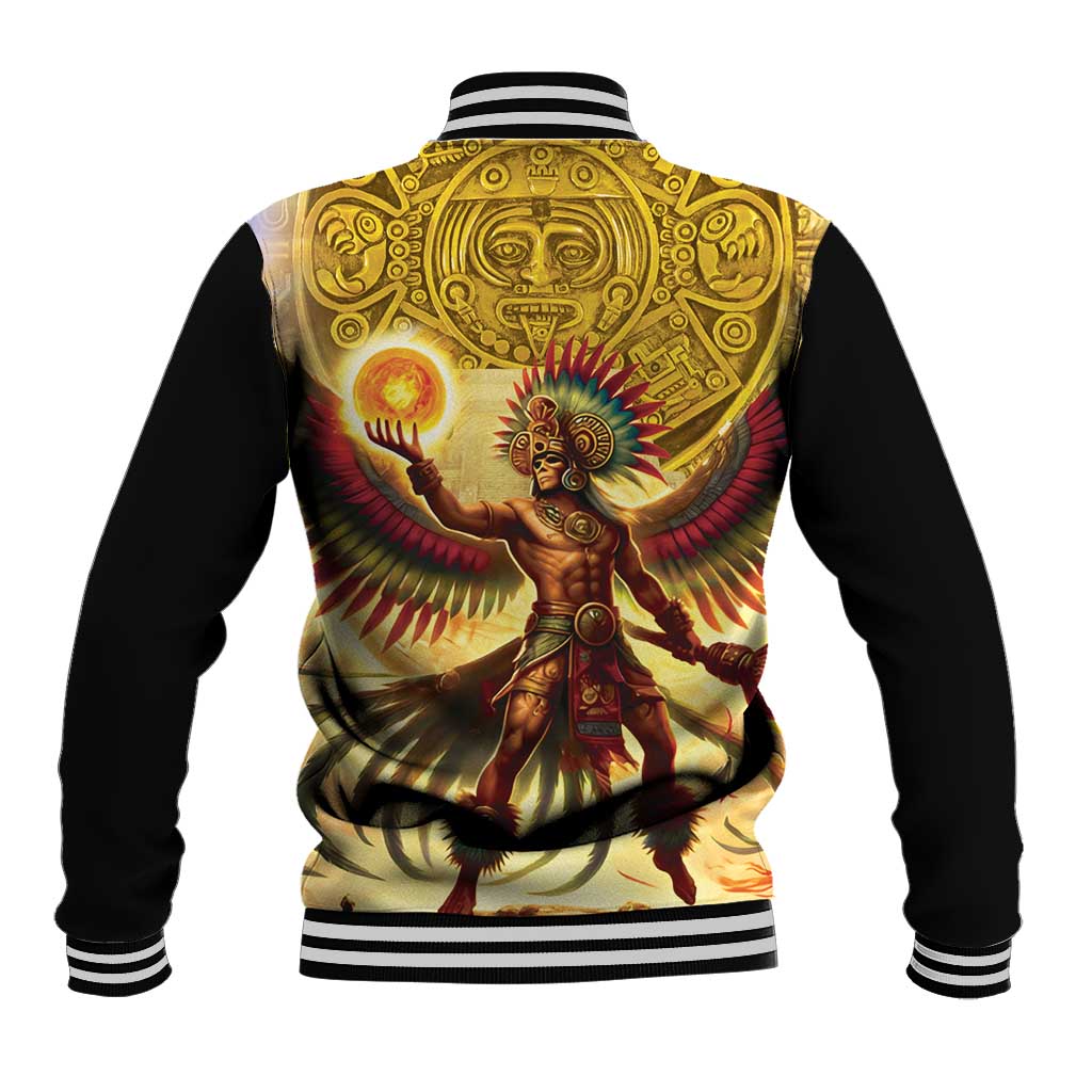 Mexico Panquetzaliztli Baseball Jacket Huitzilopochtli - Aztec God of Sun and War - Wonder Print Shop
