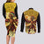 Mexico Panquetzaliztli Couples Matching Long Sleeve Bodycon Dress and Long Sleeve Button Shirt Huitzilopochtli - Aztec God of Sun and War - Wonder Print Shop