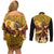 Mexico Panquetzaliztli Couples Matching Off Shoulder Short Dress and Long Sleeve Button Shirt Huitzilopochtli - Aztec God of Sun and War - Wonder Print Shop