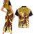 Mexico Panquetzaliztli Couples Matching Short Sleeve Bodycon Dress and Hawaiian Shirt Huitzilopochtli - Aztec God of Sun and War - Wonder Print Shop