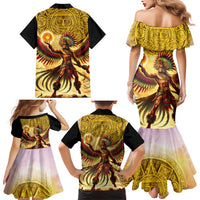 Mexico Panquetzaliztli Family Matching Mermaid Dress and Hawaiian Shirt Huitzilopochtli - Aztec God of Sun and War - Wonder Print Shop
