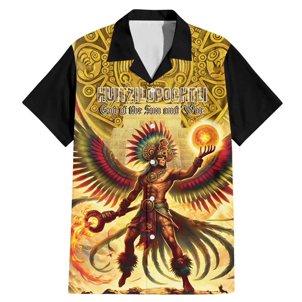 Mexico Panquetzaliztli Family Matching Mermaid Dress and Hawaiian Shirt Huitzilopochtli - Aztec God of Sun and War - Wonder Print Shop