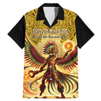 Mexico Panquetzaliztli Family Matching Mermaid Dress and Hawaiian Shirt Huitzilopochtli - Aztec God of Sun and War - Wonder Print Shop