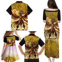 Mexico Panquetzaliztli Family Matching Puletasi and Hawaiian Shirt Huitzilopochtli - Aztec God of Sun and War - Wonder Print Shop