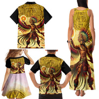 Mexico Panquetzaliztli Family Matching Tank Maxi Dress and Hawaiian Shirt Huitzilopochtli - Aztec God of Sun and War - Wonder Print Shop