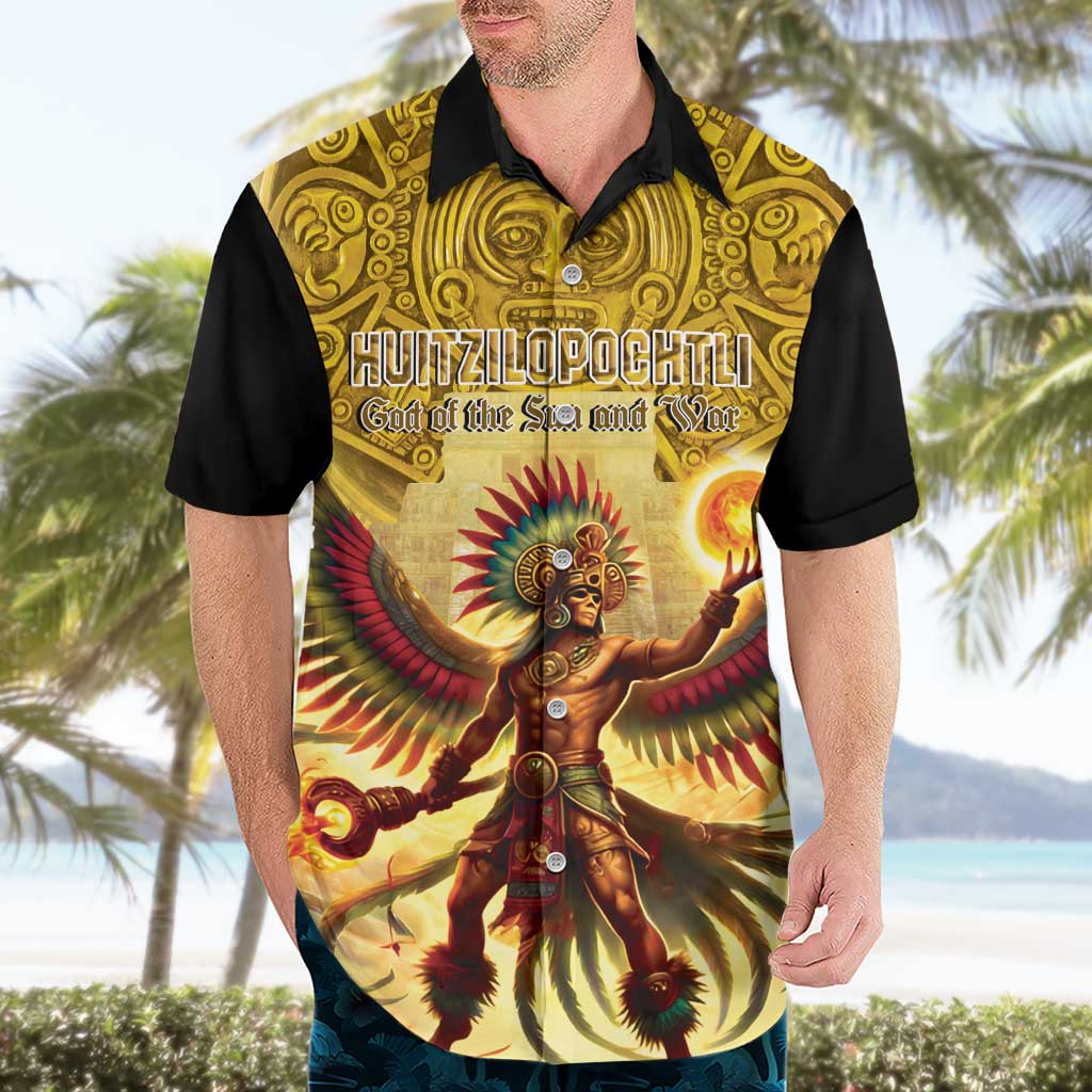 Mexico Panquetzaliztli Hawaiian Shirt Huitzilopochtli - Aztec God of Sun and War - Wonder Print Shop