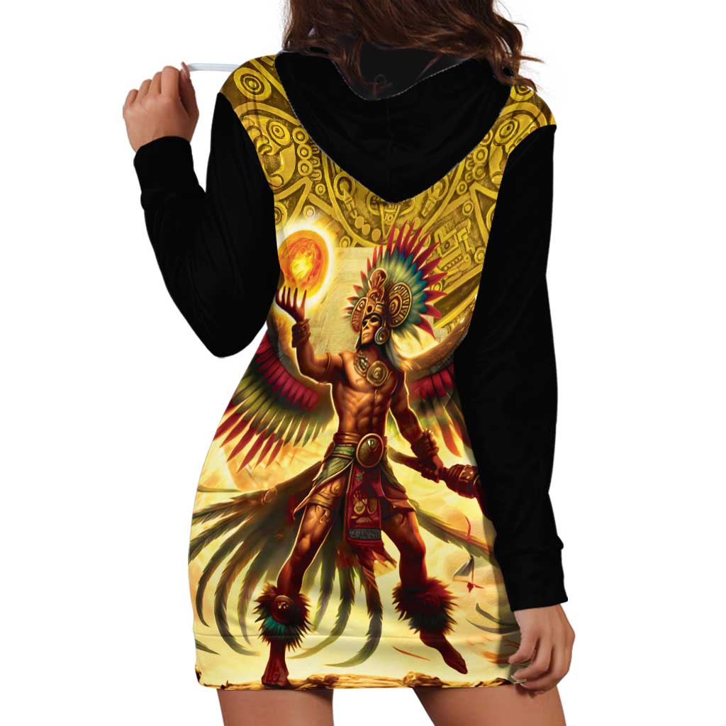 Mexico Panquetzaliztli Hoodie Dress Huitzilopochtli - Aztec God of Sun and War - Wonder Print Shop