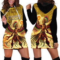 Mexico Panquetzaliztli Hoodie Dress Huitzilopochtli - Aztec God of Sun and War - Wonder Print Shop