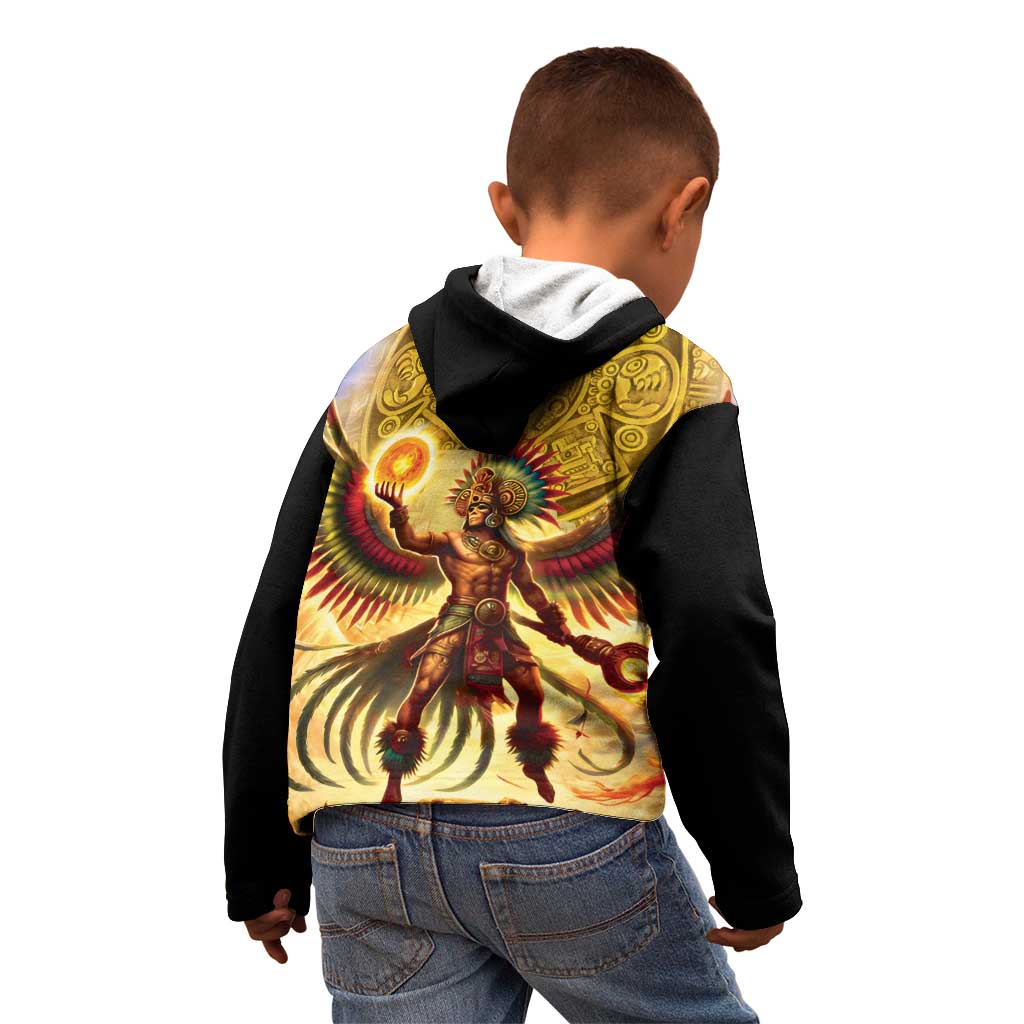 Mexico Panquetzaliztli Kid Hoodie Huitzilopochtli - Aztec God of Sun and War - Wonder Print Shop