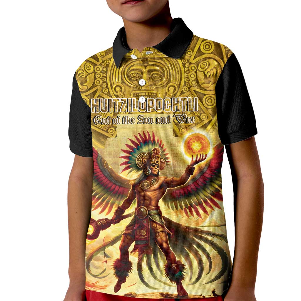 Mexico Panquetzaliztli Kid Polo Shirt Huitzilopochtli - Aztec God of Sun and War - Wonder Print Shop