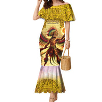Mexico Panquetzaliztli Mermaid Dress Huitzilopochtli - Aztec God of Sun and War - Wonder Print Shop