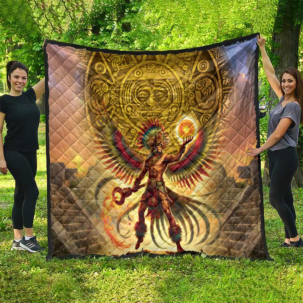 Mexico Panquetzaliztli Quilt Huitzilopochtli - Aztec God of Sun and War - Wonder Print Shop