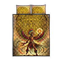 Mexico Panquetzaliztli Quilt Bed Set Huitzilopochtli - Aztec God of Sun and War - Wonder Print Shop