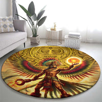 Mexico Panquetzaliztli Round Carpet Huitzilopochtli - Aztec God of Sun and War