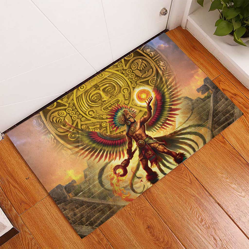 Mexico Panquetzaliztli Rubber Doormat Huitzilopochtli - Aztec God of Sun and War - Wonder Print Shop
