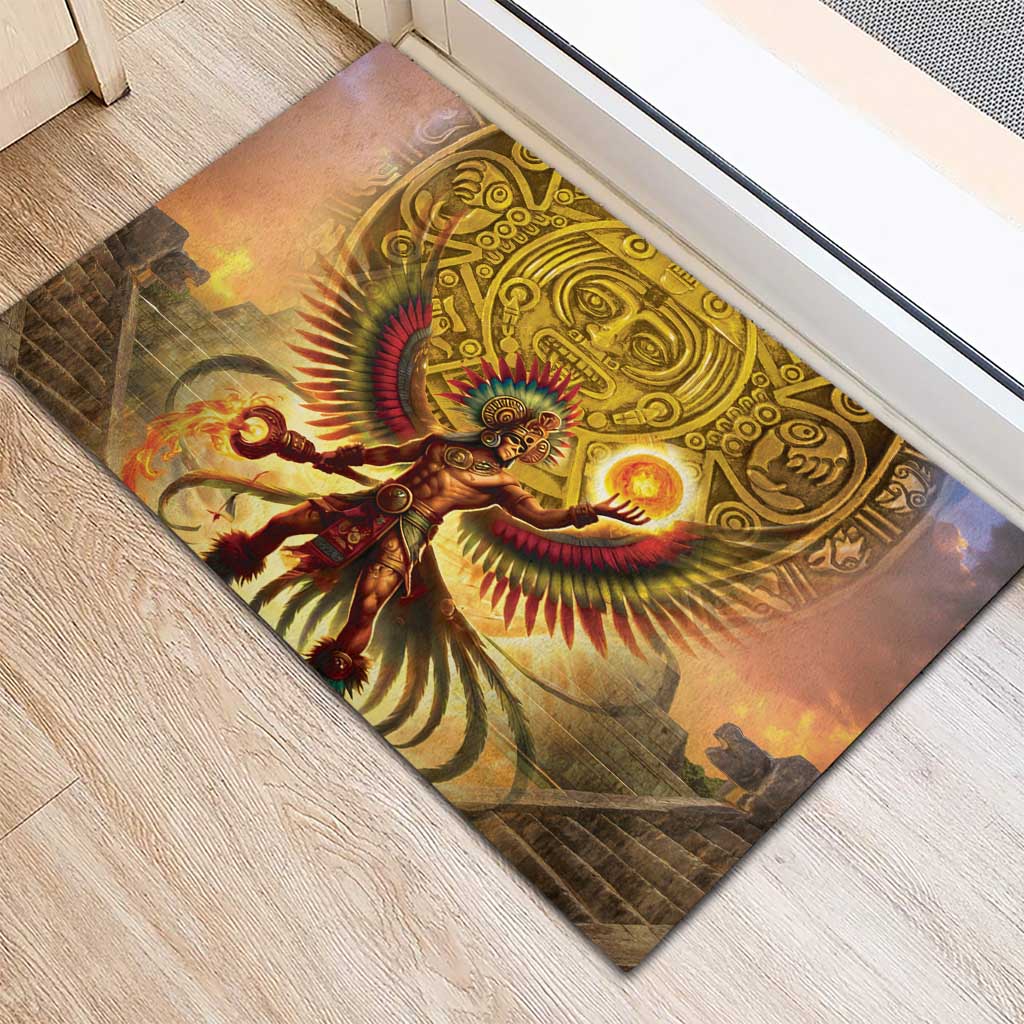 Mexico Panquetzaliztli Rubber Doormat Huitzilopochtli - Aztec God of Sun and War - Wonder Print Shop