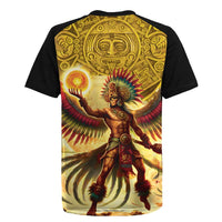 Mexico Panquetzaliztli Rugby Jersey Huitzilopochtli - Aztec God of Sun and War - Wonder Print Shop